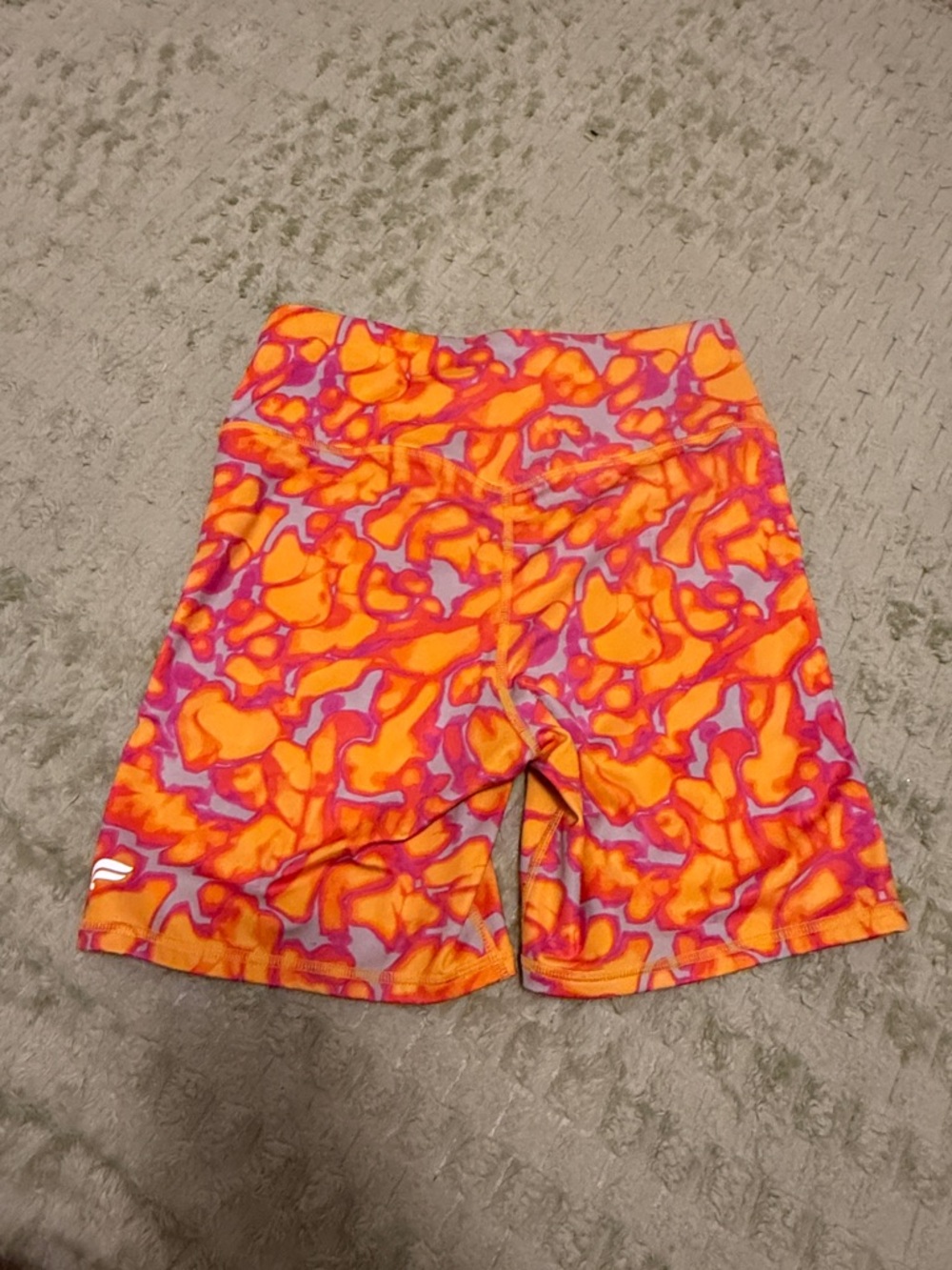 Fabletics medium High-Waisted Shorts in Orange and Pink Abstract Print - Picture 7 of 10